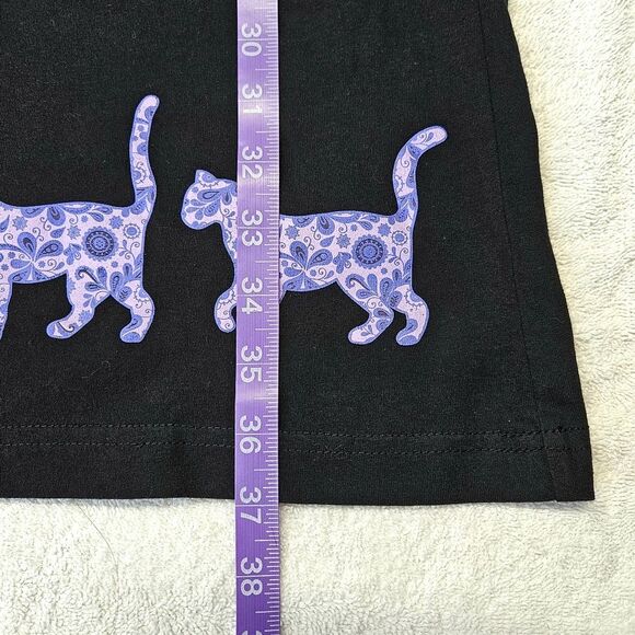 Animal Rescue Wildlife Works Black & Purple Calico Print in Cat Tee Shirt Dress - Picture 8 of 8